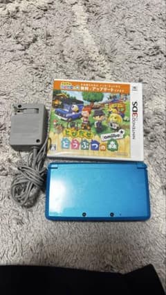 ニンテンドー 3DS アクアブルー どうぶつの森カセット付き 動作確認