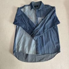 PAOLO ROBERTA denim shirt with patchwork and embroidery.