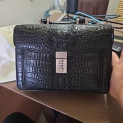 クロコダイル メンズ セカンドバッグ 黒のサムネイル