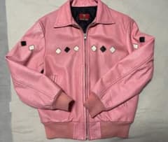 CREAMSODA クリームソーダ　ピンク革ジャン　ダイヤ柄当時物ロカビリー m89522497879_1.jpg?1782993918