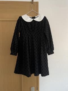 黒ドット柄長袖ワンピースのサムネイル