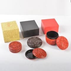 中国　堆朱　堆黒 　花雕　香合　棗　4点まとめて　V　5327 中国 堆朱 堆黒 花雕 香合 棗 4点まとめて V 5327 - メルカリ