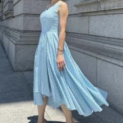 JENNE ジェンヌ ギンガムチェック ワンピース フィッシュテール 水色 S
