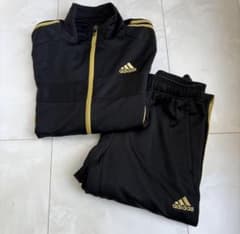 【adidas】ジャージ 上下セット 黒金ゴールド 3ライン クライマライト Sのサムネイル