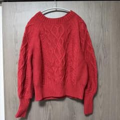 NATURAL BEAUTY BASIC レッド ケーブルニット 長袖 セーターのサムネイル