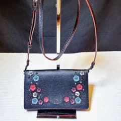 美品 希少 コーチ COACH ティーローズ ショルダーバッグ 長財布 花柄 