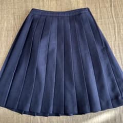 160 ネイビー プリーツスカート ひざ丈のサムネイル