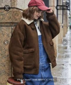 【MONO-MART LADY'S】 ボア襟付フェイクムートンミリタリーブルゾンのサムネイル
