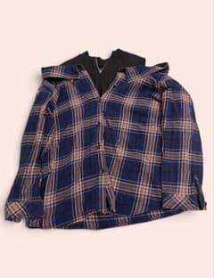 レイヤード風 長袖シャツ チェック柄 ブラックのサムネイル