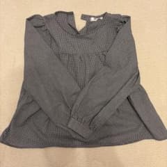 チェック柄フリル付き長袖シャツのサムネイル