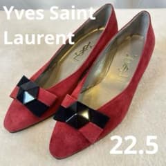美品✨YSL 「イブサンローラン」　スエードパンプス　赤　22.5cmビンテージのサムネイル