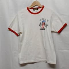 LOVE EROS リンガーTシャツ 古着 白 赤 S L2913