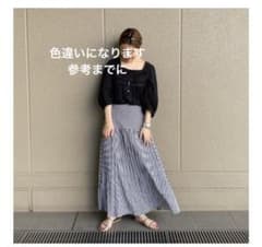 Ray BEAMS ロングスカート　バックプリーツ切り替えスカート　黒 BEAMS HEART（ビームス ハート）ワイドプリーツ デニムスカート