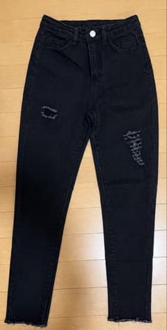 ダメージ加工 スキニーデニム ブラックのサムネイル