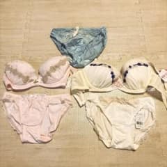 ピンク ビーズ装飾 ブラジャーショーツセット Mのサムネイル