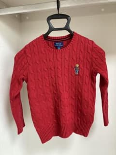 POLO 赤 ケーブルニットセーター クマ刺繍のサムネイル