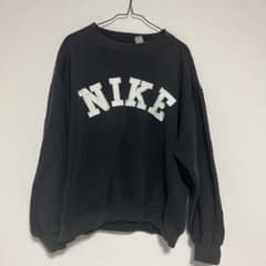 希少】90s NIKE スウェット 銀タグ 刺繍ロゴ ブラック - メルカリ