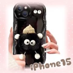 毛むくじゃらiPhoneケース　もこもこ　ブラック　 iPhone15のサムネイル