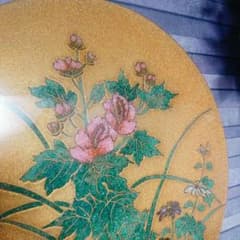 最高級品】 宝石象嵌工芸品 清光光雲 光泉 日本画 国際グランプリ賞 丸