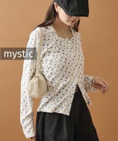 k0829 mystic 花柄ホルターロングＴシャツ アイボリー 小花柄
