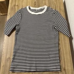 即日発送　【美品】ユニクロ　Tシャツ　ボーダー　白黒　Lのサムネイル