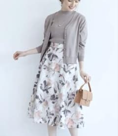 新品タグ付【Apuweiser-richeシャドーフラワーフレアスカート】ピンク