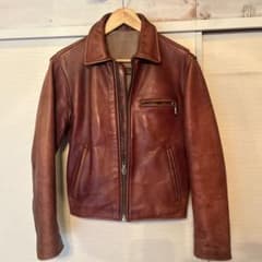 シングルライダース ブラウン　Sサイズ　たぶんAERO LEATHER製 シングルライダース ブラウン Sサイズ たぶんAERO LEATHER製 - メルカリ