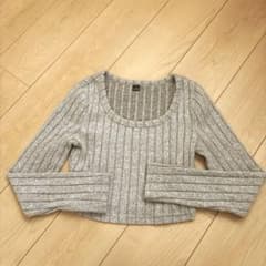 長袖リブニット グレー Sのサムネイル