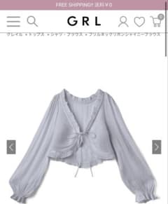 GRL フリルネックリボンシャイニーブラウス[at1515]
