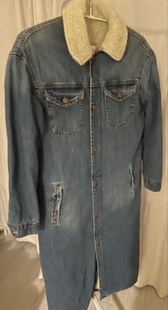 ZARA ボア付き デニムロングコートのサムネイル
