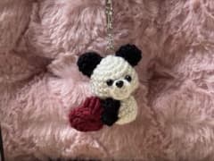 パンダ ハート　ハンドメイド かぎ針編み キーホルダ　ストラップのサムネイル