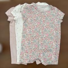 H&M 74cm ベビー ロンパース 3枚セット 花柄のサムネイル