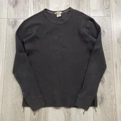 BARNS ワッフル サーマル ロンT 日本製 L ブラック スミクロ Tシャツ