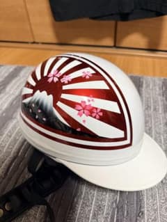 カスタムペイント 半キャップ ヘルメット 富士山 桜柄のサムネイル