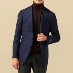 【高級素材】SHIPS×ゼニア トラベラー 紺グレンチェックジャケット 46 m89618115952_1.jpg?1755327134