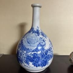 染付 花瓶 陶器 徳利型 花器 染付 花文様 徳利 陶器 花瓶 - メルカリ