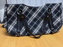 BURBERRY BLUE LABEL チェック柄 トートバッグ 黒 水色のサムネイル