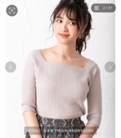 スクエアネック7分袖リブニットのサムネイル
