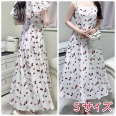 新品/当日発送】しまむら nako チェリー柄 ラッフルキャミワンピース S