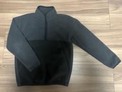 GAP フリースジャケット ハーフジップ グレー/ブラック