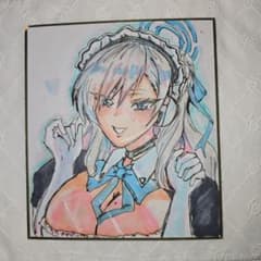 手描きイラスト 色紙 アニメ風 美少女　ブルアカ 一之瀬アスナのサムネイル