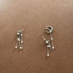 Ear cuff chain pearl earring set