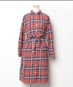FRED PERRY チェック柄 シャツワンピース レッド系 サイズ8