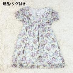 【希少】LEST ROSE／タグ付き未使用／シアーフリルチュニック／無地×ドット 新品•タグ付き レストローズ チュニック 半袖 花柄 フリル シアー素材