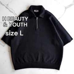 美品 H BEAUTY＆YOUTH ハーフジップ ショートスリーブ スウェット 美品 H BEAUTY＆YOUTH ハーフジップ ショートスリーブ スウェット