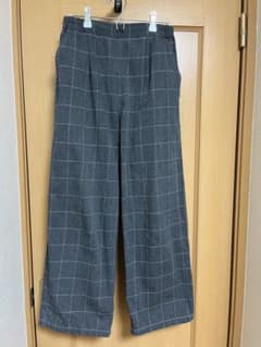 ワイドパンツ チェック柄 グレー Mのサムネイル