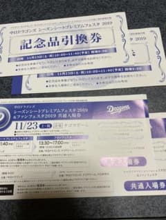 中日ドラゴンズ プレミアム ファンフェスタ ＆ 記念品引換券 各2枚のサムネイル