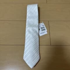 【新品】フォーマル 礼装用 ネクタイ ストライプ はっ水 日本製 白ネクタイのサムネイル