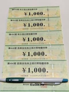 ビックカメラ 株主優待券 5枚セットのサムネイル