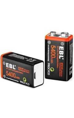 充電式電池 EBL 9V リチウム電池 5400mWhのサムネイル